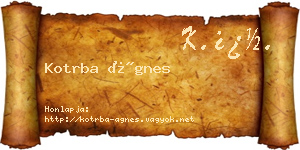 Kotrba Ágnes névjegykártya